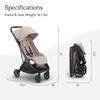 UPPAbaby Minu V3 Travel Stroller – Lightweight + Compact Design – One-Hand Fold + Unfold – from Birth + Overhead Compatible – James (Black/Carbon Frame/Black Leather)(Ada (Sandstone Melange/Carbon Frame/Chestnut Leather))