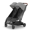 UPPAbaby Minu Duo Side-by-Side Double Stroller – Lightweight + Compact Design for Travel – Easy Fold- from Birth to Toddler – Independent Recline -James (Black/Carbon Frame/Black Leather)(Greyson (Charcoal Mélange/Carbon Frame/Saddle Leather))