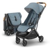 UPPAbaby Minu V3 Travel Stroller – Lightweight + Compact Design – One-Hand Fold + Unfold – from Birth + Overhead Compatible – James (Black/Carbon Frame/Black Leather)(Dillan (Stone Blue/Carbon Frame/Sand Leather))