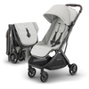 UPPAbaby Minu V3 Travel Stroller – Lightweight + Compact Design – One-Hand Fold + Unfold – from Birth + Overhead Compatible – James (Black/Carbon Frame/Black Leather)(Savannah (Pearl Gray Jacquard/Carbon Frame/Chestnut Leather))