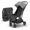UPPAbaby Minu V3 Travel Stroller – Lightweight + Compact Design – One-Hand Fold + Unfold – from Birth + Overhead Compatible – James (Black/Carbon Frame/Black Leather)(Greyson (Charcoal Mélange/Carbon Frame/Saddle Leather))