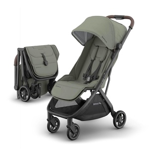 UPPAbaby Minu V3 Travel Stroller – Lightweight + Compact Design – One-Hand Fold + Unfold – from Birth + Overhead Compatible – James (Black/Carbon Frame/Black Leather)(Evelyn (Meadow Green/Graphite Frame/Chestnut Leather))