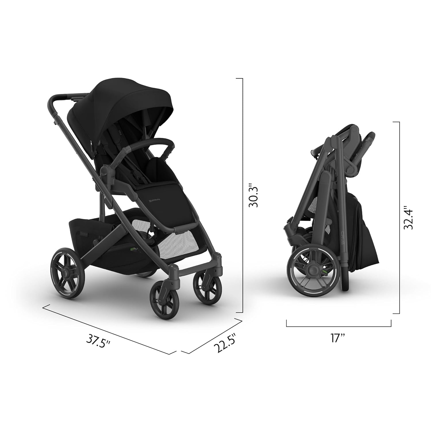 image:imageUPPAbaby Cruz V3 Stroller from Birth Car Seat Compatible FullSize Reversible Seat Infant Insert Bug and Rain Shields Included James BlackCarbon FrameBlack LeatherJames Black