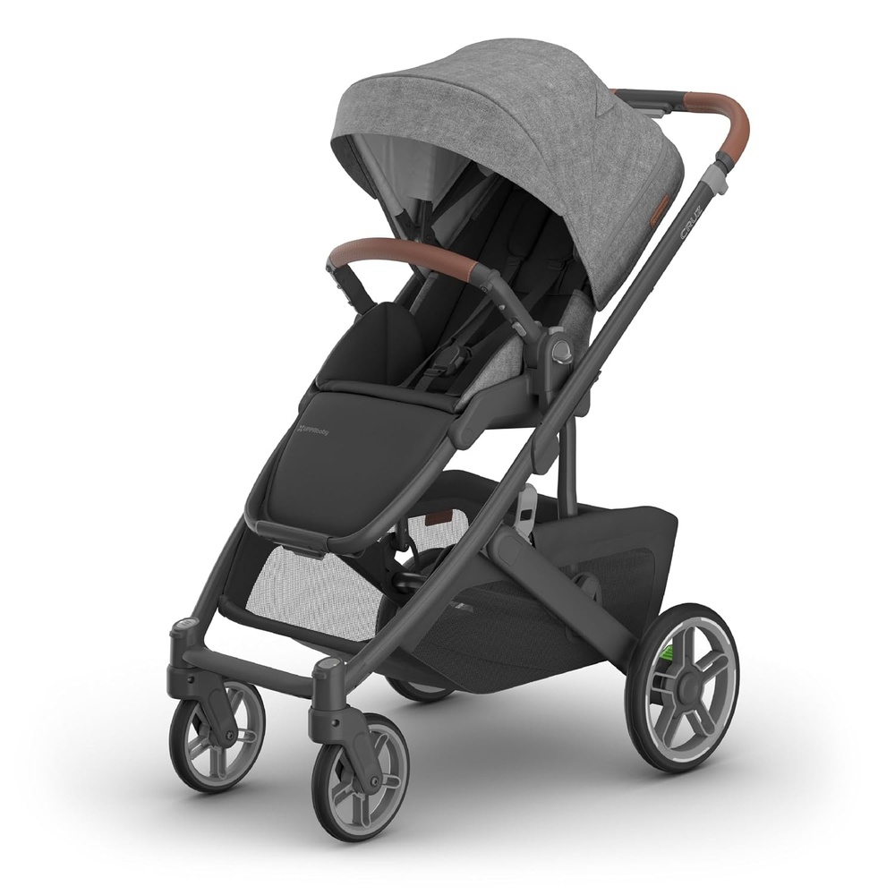 image:imageUPPAbaby Cruz V3 Stroller from Birth Car Seat Compatible FullSize Reversible Seat Infant Insert Bug and Rain Shields Included James BlackCarbon FrameBlack LeatherGreyson Charcoal Mlange