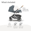 UPPAbaby Cruz V3 Stroller – from Birth + Car Seat Compatible – Full-Size, Reversible Seat – Infant Insert, Bug and Rain Shields Included – James (Black/Carbon Frame/Black Leather)(Callum (Stone Blue))