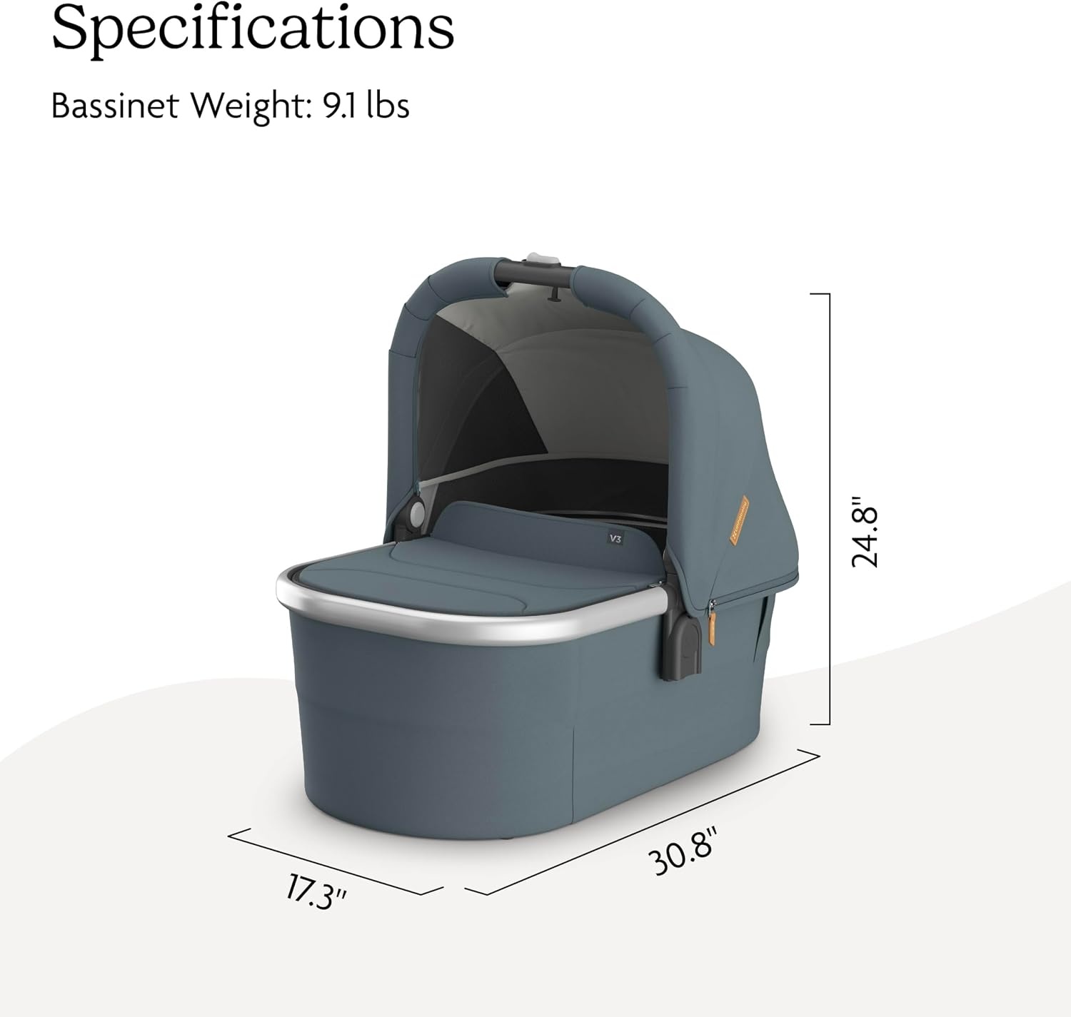 image:imageUPPAbaby Bassinet V3 Compatible with Vista Cruz Ridge Strollers Overnight Sleep Solution Mattress Sheet and Bug Shield Included James BlackCarbon FrameCallum Stone Blue