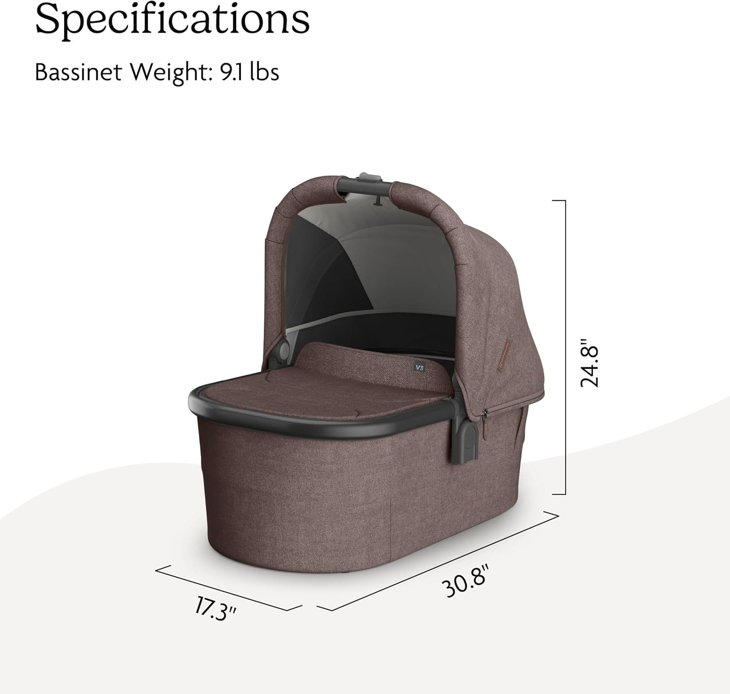 image:imageUPPAbaby Bassinet V3 Compatible with Vista Cruz Ridge Strollers Overnight Sleep Solution Mattress Sheet and Bug Shield Included James BlackCarbon FrameOwen Mocha Mlange