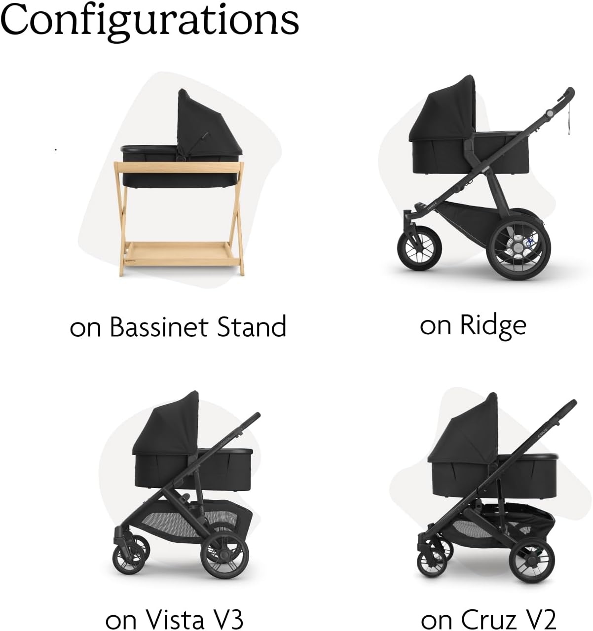 image:imageUPPAbaby Bassinet V3 Compatible with Vista Cruz Ridge Strollers Overnight Sleep Solution Mattress Sheet and Bug Shield Included James BlackCarbon FrameJames Black
