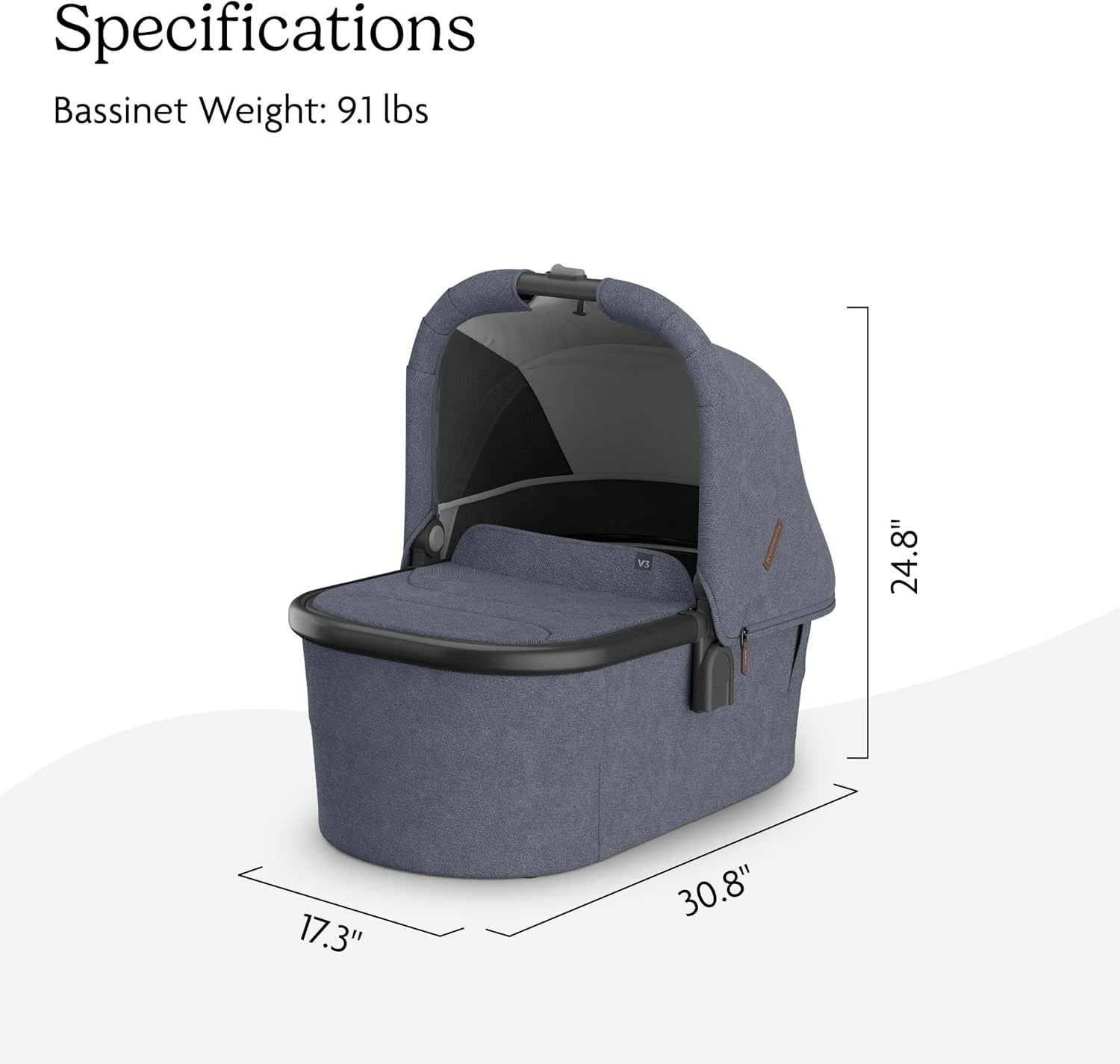 image:imageUPPAbaby Bassinet V3 Compatible with Vista Cruz Ridge Strollers Overnight Sleep Solution Mattress Sheet and Bug Shield Included James BlackCarbon FrameJulian Dusty Blue Mlange