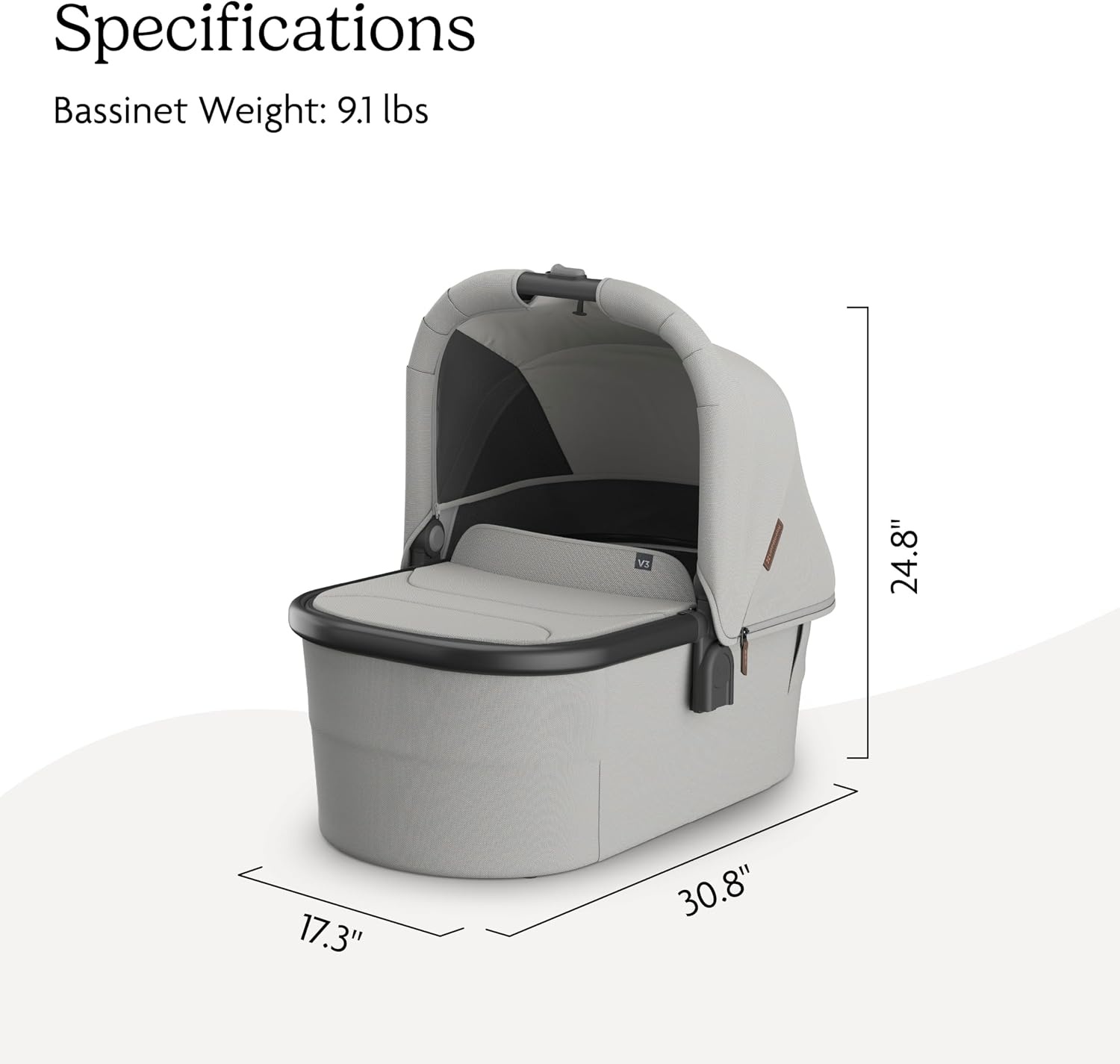 image:imageUPPAbaby Bassinet V3 Compatible with Vista Cruz Ridge Strollers Overnight Sleep Solution Mattress Sheet and Bug Shield Included James BlackCarbon FrameSavannah Pearl Gray Jacquard
