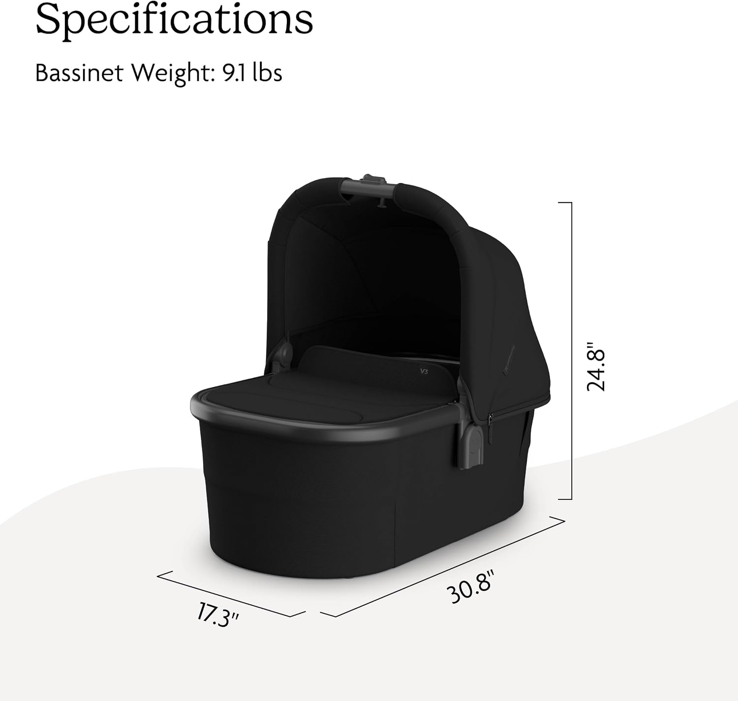 image:imageUPPAbaby Bassinet V3 Compatible with Vista Cruz Ridge Strollers Overnight Sleep Solution Mattress Sheet and Bug Shield Included James BlackCarbon FrameJames Black