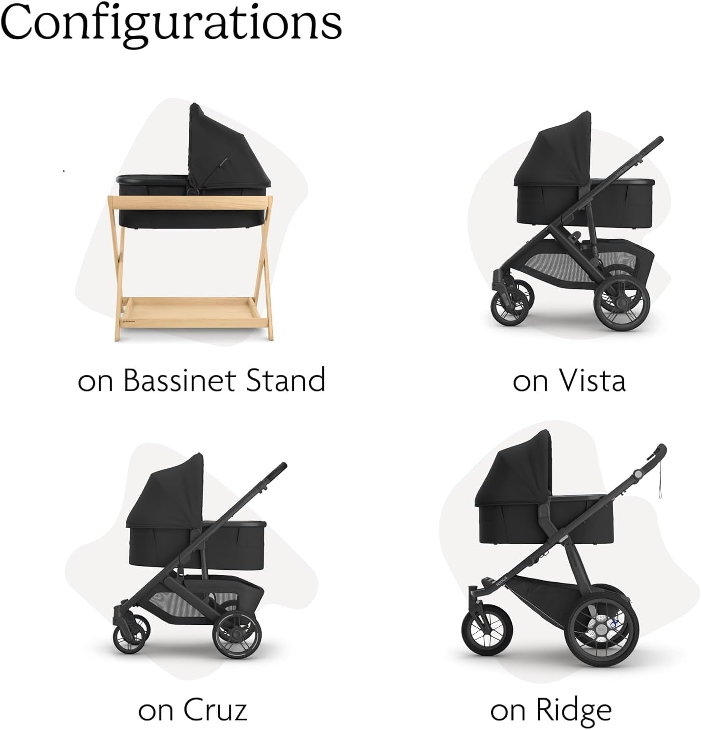 image:imageUPPAbaby Bassinet V3 Compatible with Vista Cruz Ridge Strollers Overnight Sleep Solution Mattress Sheet and Bug Shield Included James BlackCarbon FrameAda Sandstone Mlange