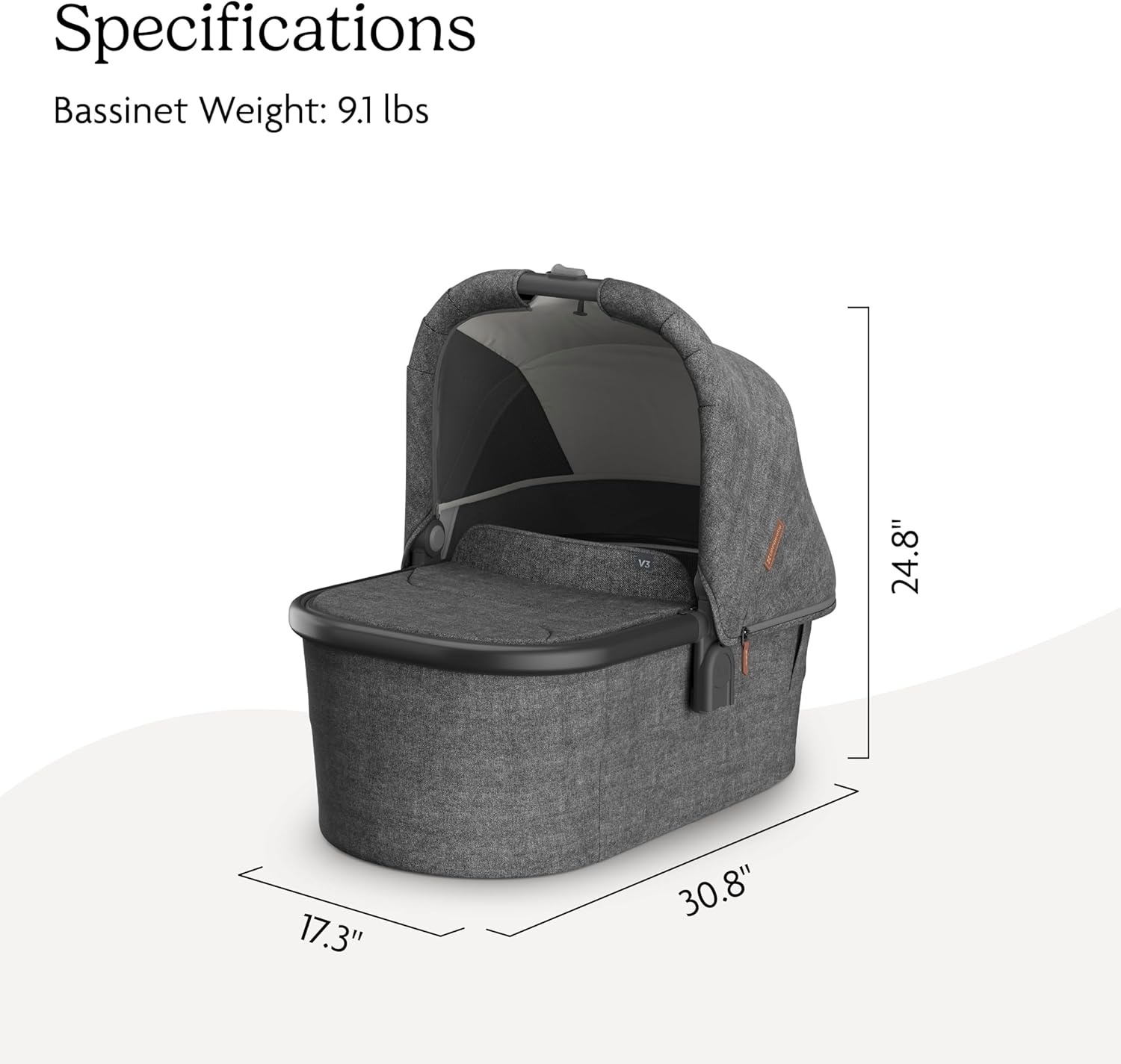 image:imageUPPAbaby Bassinet V3 Compatible with Vista Cruz Ridge Strollers Overnight Sleep Solution Mattress Sheet and Bug Shield Included James BlackCarbon FrameGreyson Charcoal Mlange