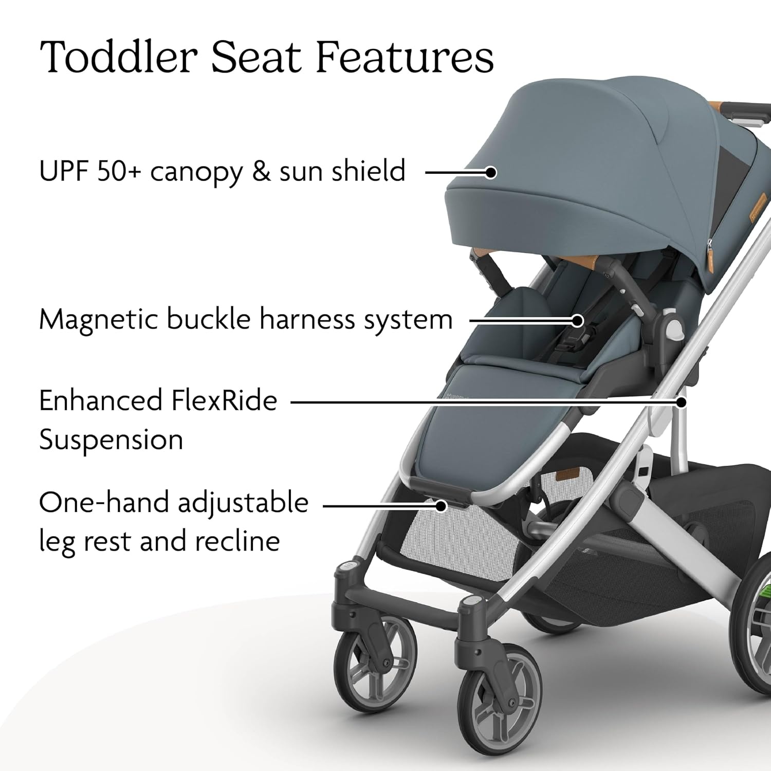 image:imageUPPAbaby Cruz V3 Stroller Aria V2 Lightweight Car Seat Travel System Combo Toddler Seat Bumper Bar Bug and Rain Shield Car Seat Base and Infant Insert Included Callum Stone BlueCallum Stone Blue