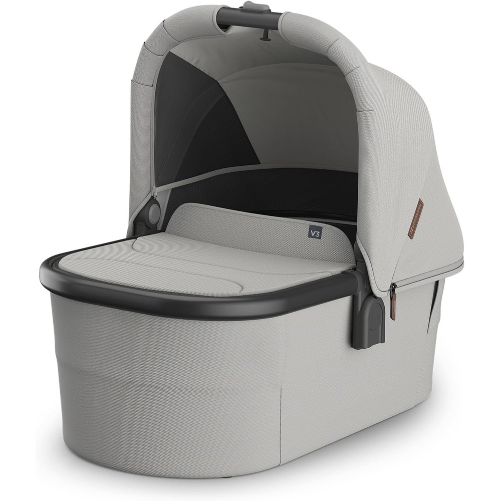 image:imageUPPAbaby Bassinet V3 Compatible with Vista Cruz Ridge Strollers Overnight Sleep Solution Mattress Sheet and Bug Shield Included James BlackCarbon FrameSavannah Pearl Gray Jacquard