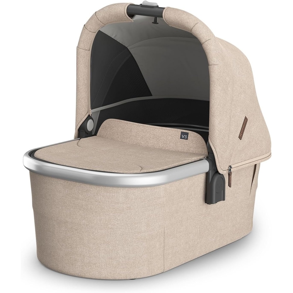 image:imageUPPAbaby Bassinet V3 Compatible with Vista Cruz Ridge Strollers Overnight Sleep Solution Mattress Sheet and Bug Shield Included James BlackCarbon FrameDeclan Oat Mlange