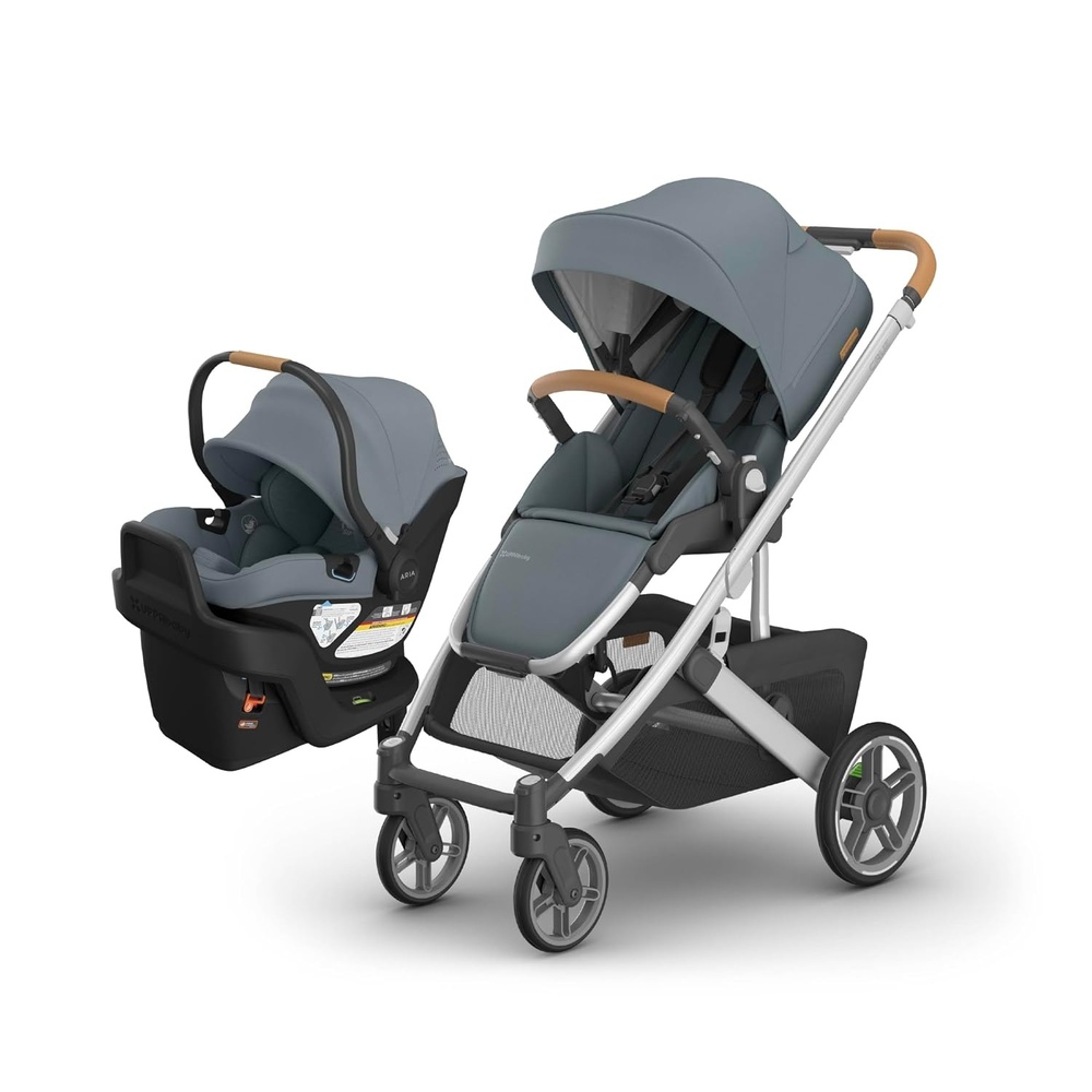 image:imageUPPAbaby Cruz V3 Stroller Aria V2 Lightweight Car Seat Travel System Combo Toddler Seat Bumper Bar Bug and Rain Shield Car Seat Base and Infant Insert Included Callum Stone BlueCallum Stone Blue