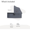 UPPAbaby Bassinet V3 – Compatible with Vista, Cruz, Ridge Strollers – Overnight Sleep Solution – Mattress, Sheet and Bug Shield Included – James (Black/Carbon Frame)(Julian (Dusty Blue Mélange))