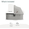 UPPAbaby Bassinet V3 – Compatible with Vista, Cruz, Ridge Strollers – Overnight Sleep Solution – Mattress, Sheet and Bug Shield Included – James (Black/Carbon Frame)(Savannah (Pearl Gray Jacquard))