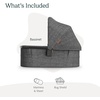 UPPAbaby Bassinet V3 – Compatible with Vista, Cruz, Ridge Strollers – Overnight Sleep Solution – Mattress, Sheet and Bug Shield Included – James (Black/Carbon Frame)(Greyson (Charcoal Mélange))
