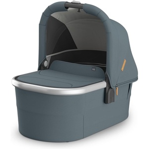 UPPAbaby Bassinet V3 – Compatible with Vista, Cruz, Ridge Strollers – Overnight Sleep Solution – Mattress, Sheet and Bug Shield Included – James (Black/Carbon Frame)(Callum (Stone Blue))