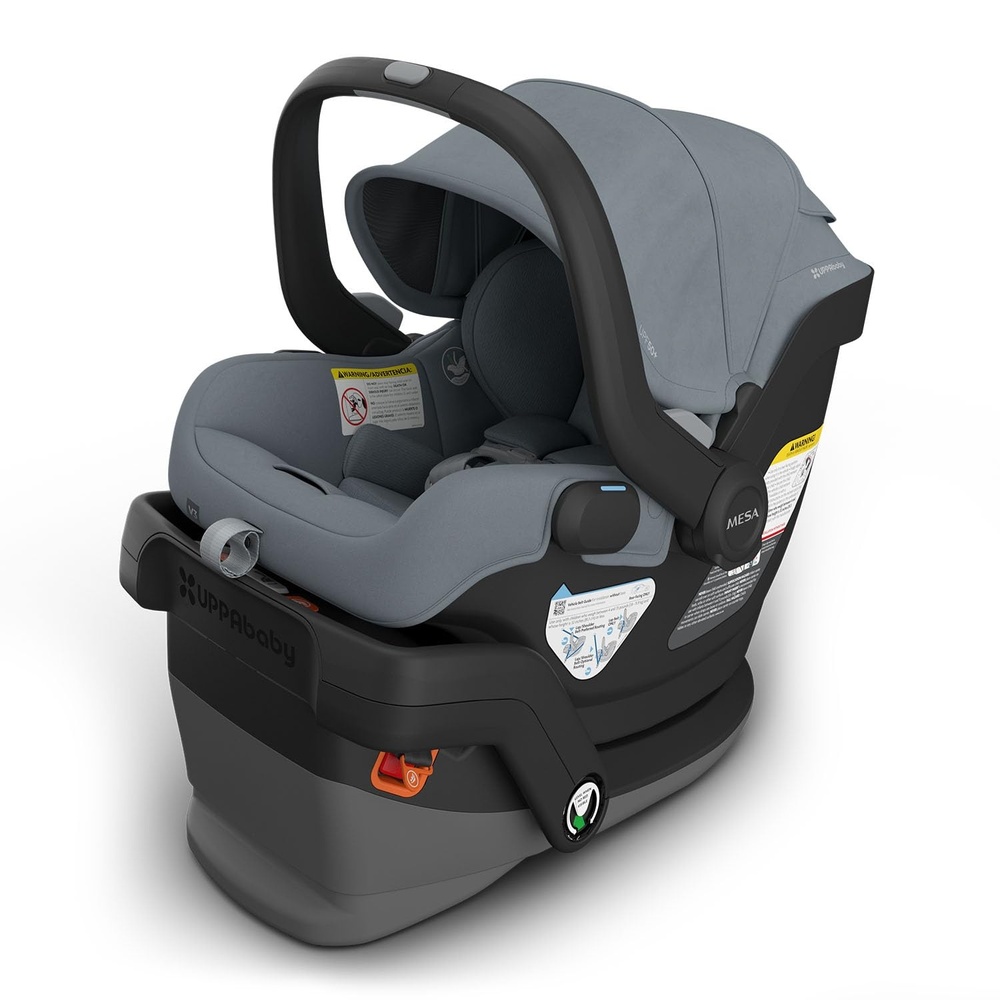 image:imageUPPAbaby Mesa V3 Infant Car Seat  Easy Installation  SmartSecure Technology  Attaches to Stroller  Base  Infant Insert Included  James BlackCallum Stone Blue