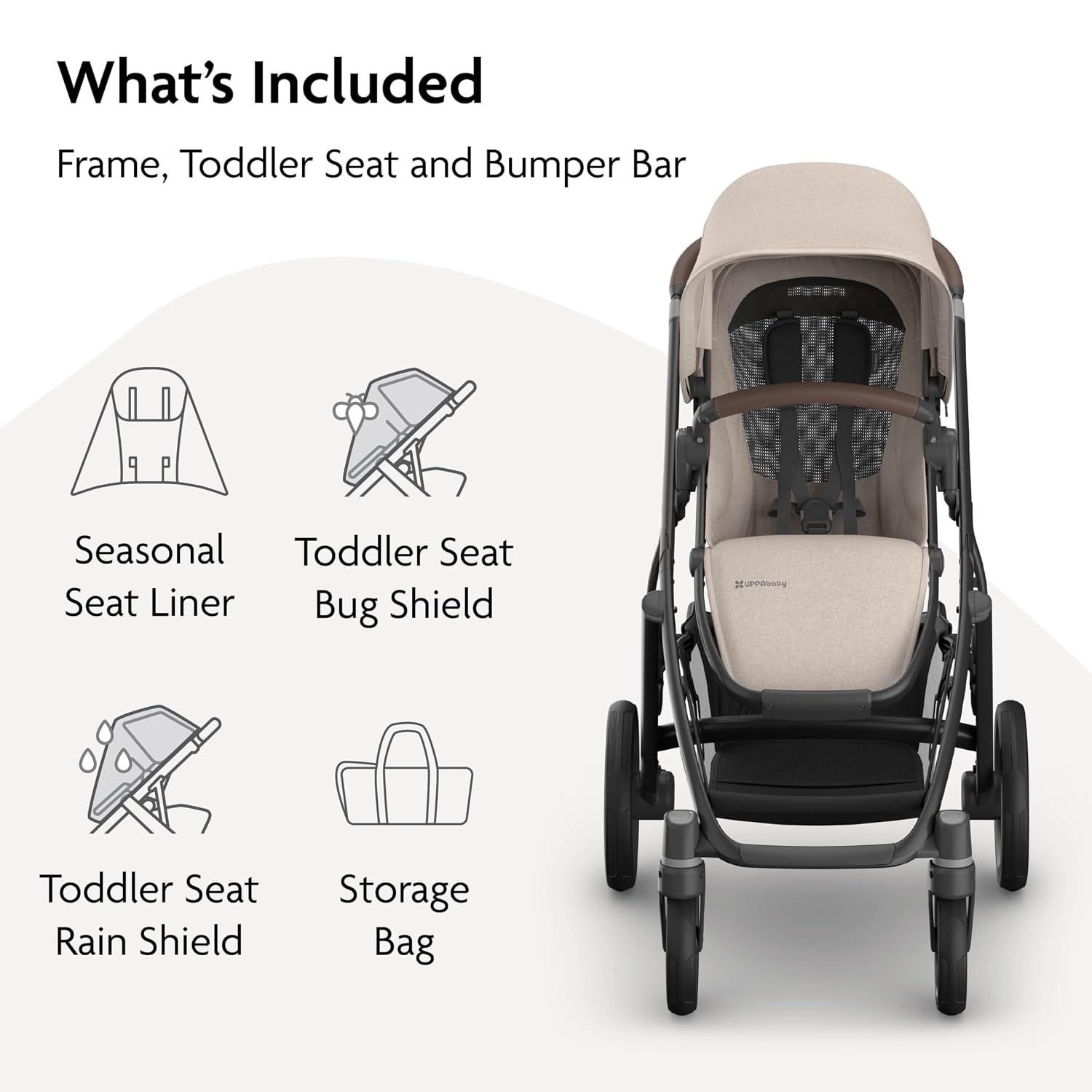 image:imageUPPAbaby Vista V3 Convertible SingletoDouble Stroller JamesAda Sandstone Mlange