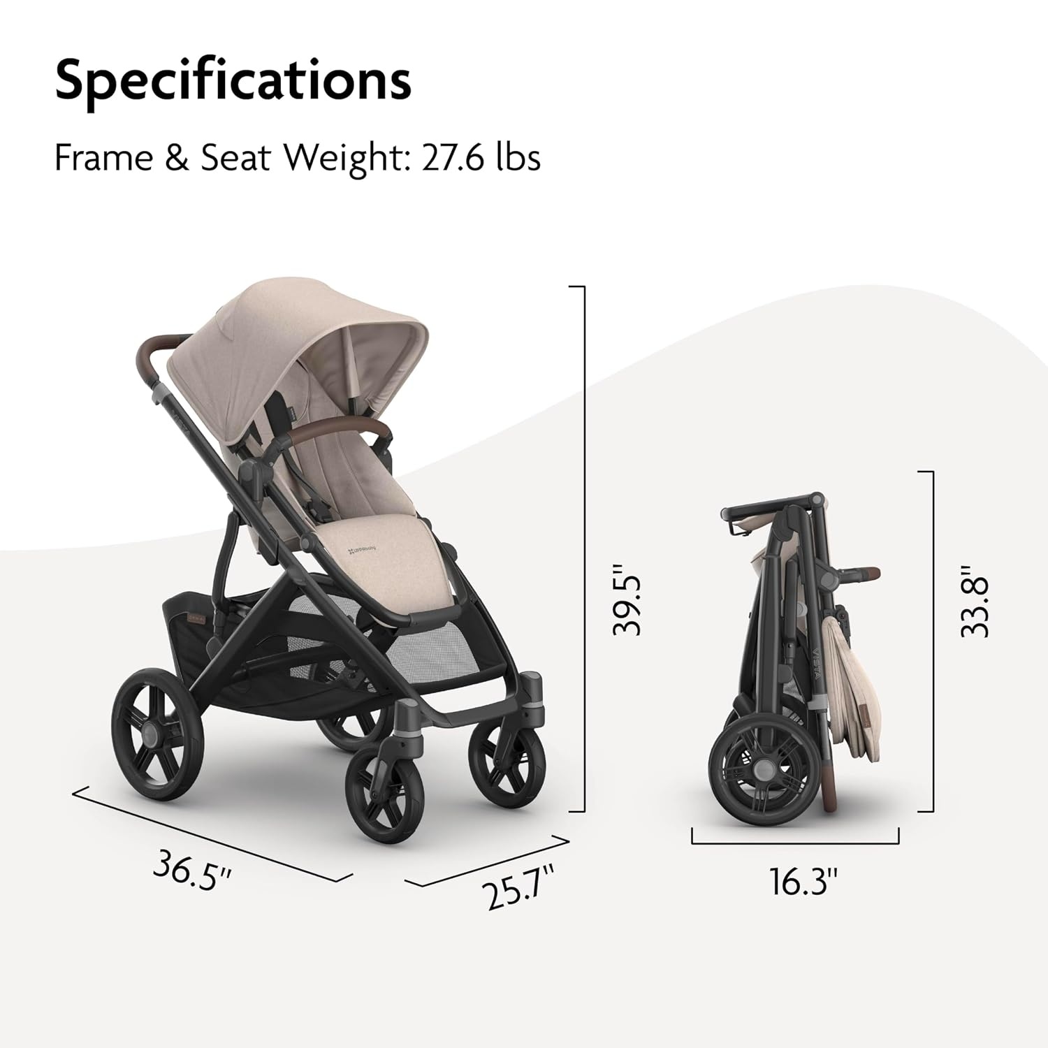 image:imageUPPAbaby Vista V3 Convertible SingletoDouble Stroller JamesAda Sandstone Mlange