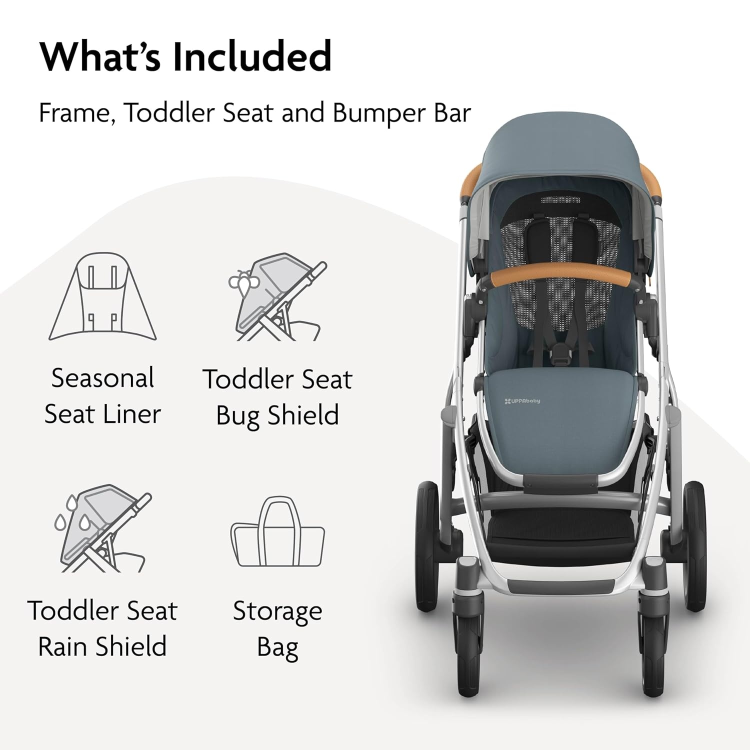 image:imageUPPAbaby Vista V3 Convertible SingletoDouble Stroller JamesCallum Stone Blue