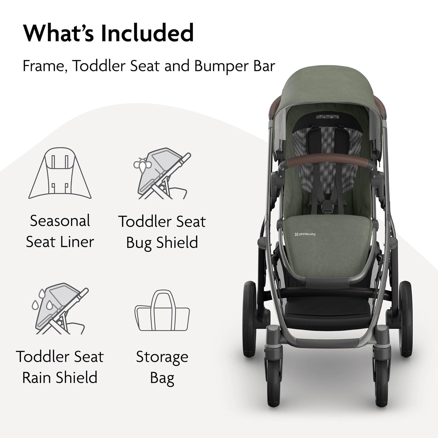 image:imageUPPAbaby Vista V3 Convertible SingletoDouble Stroller JamesEvelyn Meadow Green