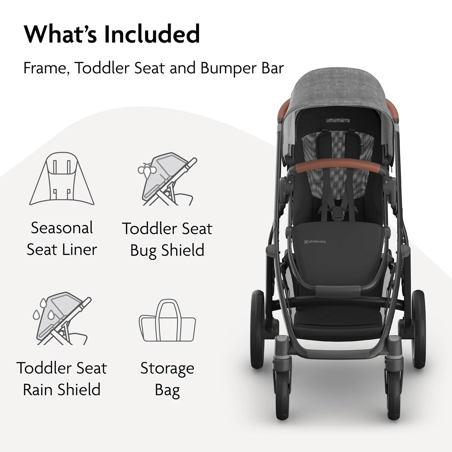 image:imageUPPAbaby Vista V3 Convertible SingletoDouble Stroller JamesGreyson Charcoal Mlange