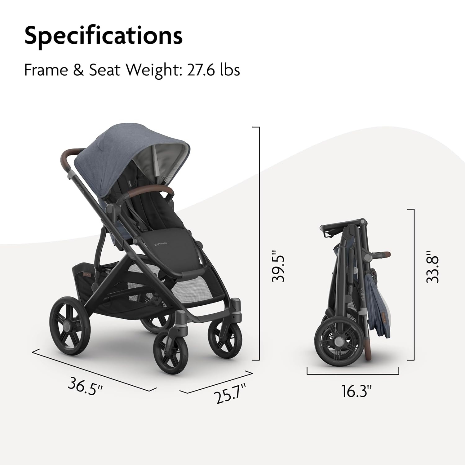 image:imageUPPAbaby Vista V3 Convertible SingletoDouble Stroller JamesJulian Dusty Blue Mlange