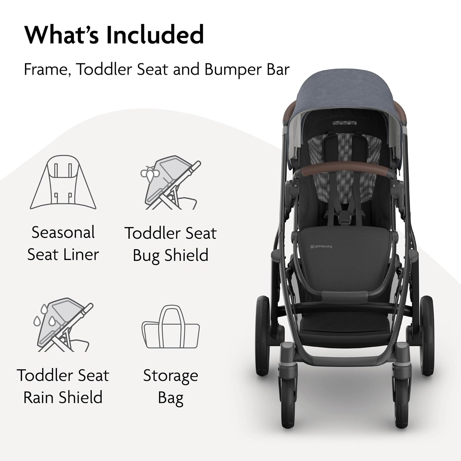 image:imageUPPAbaby Vista V3 Convertible SingletoDouble Stroller JamesJulian Dusty Blue Mlange