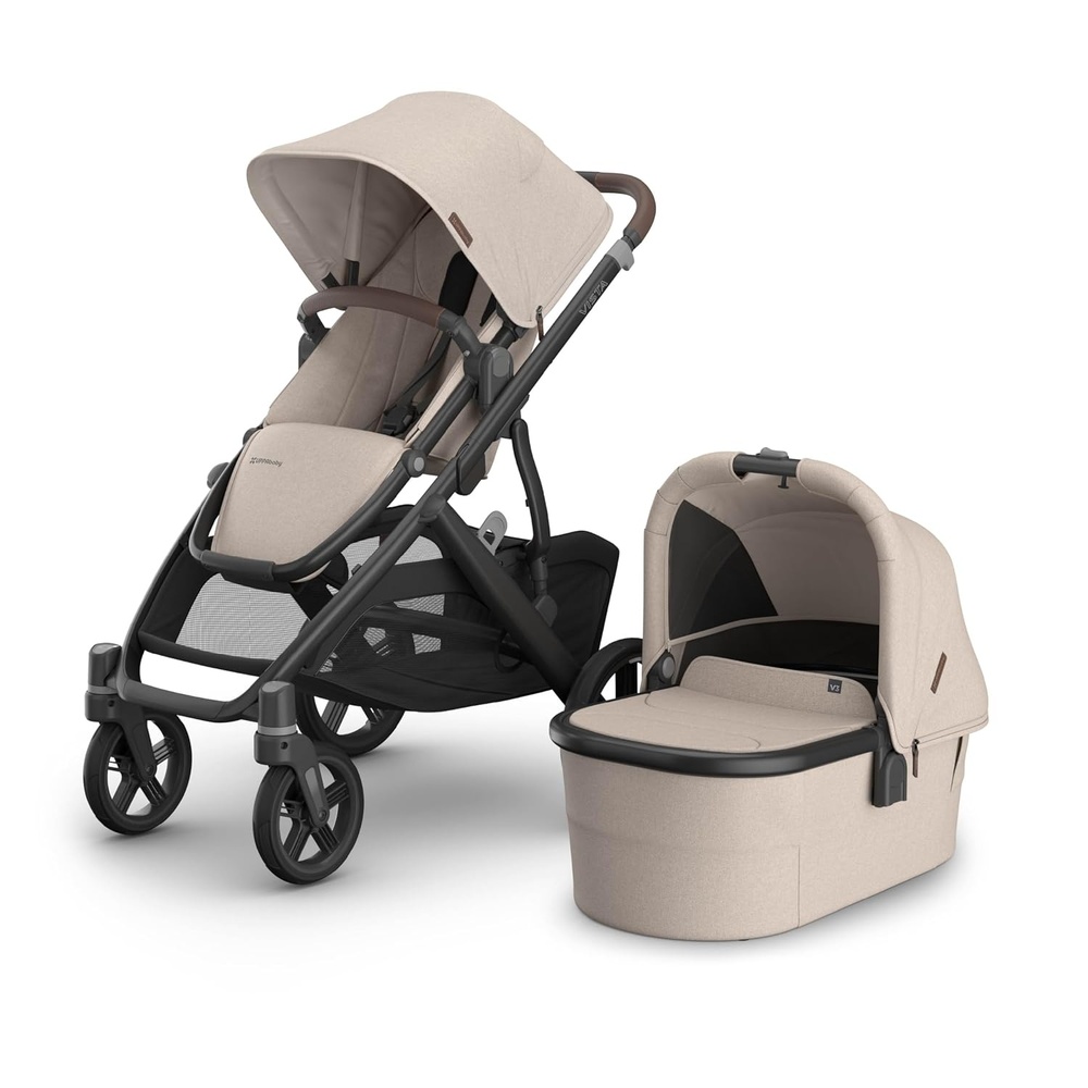 image:imageUPPAbaby Vista V3 Stroller Bassinet V3 Convertible SingletoDouble Stroller System Bassinet Toddler Seat Bug Shield Rain Shield Included Ada Sandstone MlangeAda Sandstone Mlange