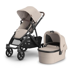 UPPAbaby Vista V3 Stroller + Bassinet V3 – Convertible Single-to-Double Stroller System- Bassinet, Toddler Seat, Bug Shield, Rain Shield Included – Ada (Sandstone Mélange)(Ada (Sandstone Mélange))