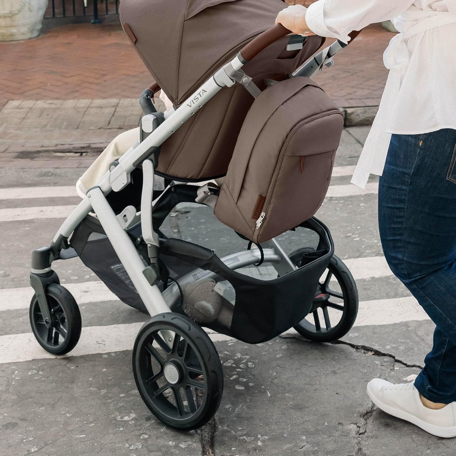 image:imageUPPAbaby Changing Backpack Bottle amp Laptop Pocket Trolley Sleeve JamesCallum Stone Blue