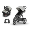 UPPAbaby Ridge V2 All-Terrain 3-Wheel Jogging Stroller + Mesa V3 Infant Car Seat Travel System – Newborn to Toddler Stroller Combo, Car Seat Base Included, Never Flat Tires – Savannah (Pearl Grey)