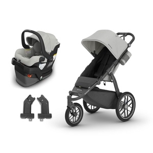 UPPAbaby Ridge V2 All-Terrain 3-Wheel Jogging Stroller + Mesa V3 Infant Car Seat Travel System – Newborn to Toddler Stroller Combo, Car Seat Base Included, Never Flat Tires – Savannah (Pearl Grey)